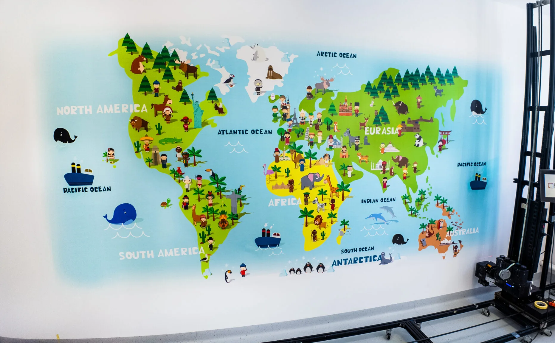 Impression murale d'une carte du monde pour décoration de bureau ou salon à Québec