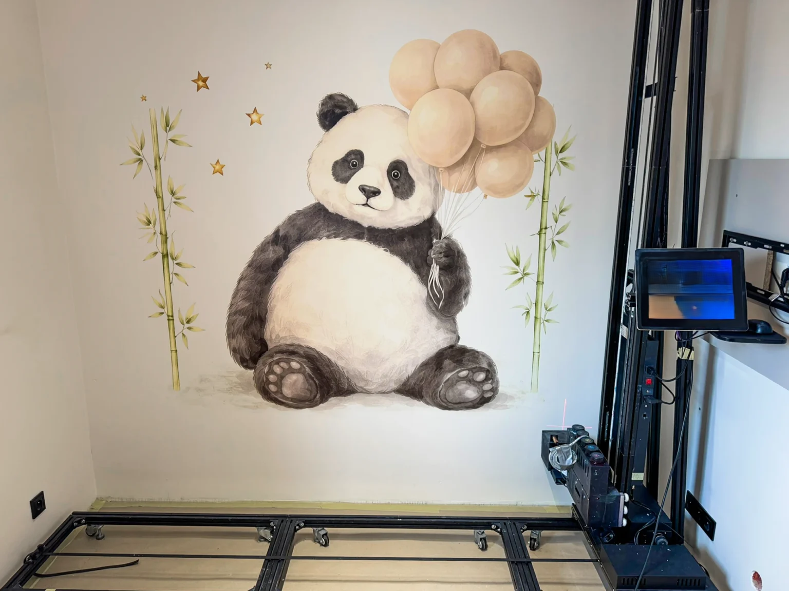 Décoration murale imprimée d'un panda pour chambre d'enfant